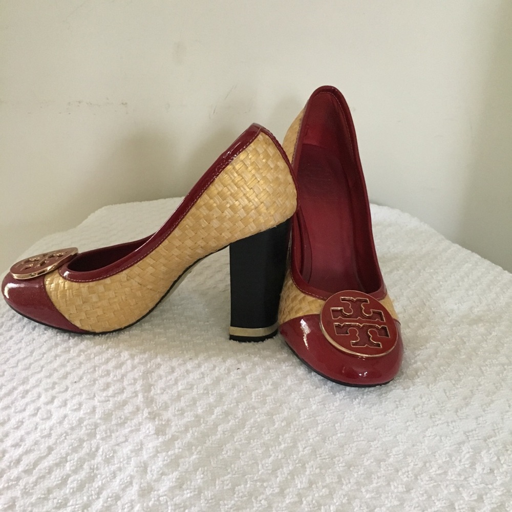 Tory Burch red and tan pumps
